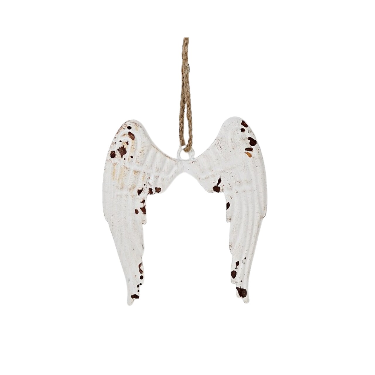 Distressed Metal Angel Wings Ornament – Rustic Farmhouse Christmas & Memorial Décor-M10823